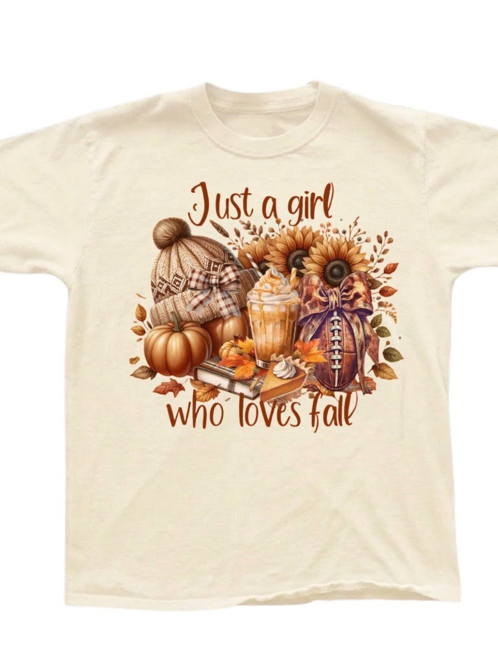 Gildan Cream 'Just a Girl Who Loves Fall' Graphic Tee, Gift For Her, For Him